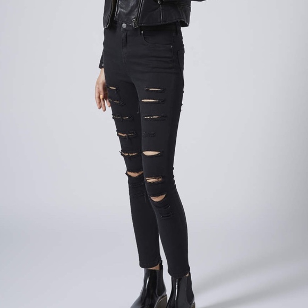 TopShop MOTO Black Super Rimmed Jamie Jeans